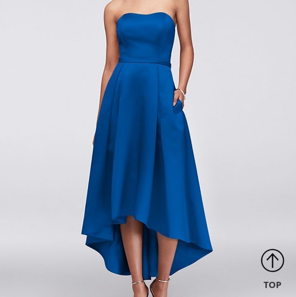 High Low Satin Bridesmaid with pockets - Picture 2 of 4